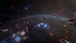 Mass Effect 3 : Je nachdem wieviele Verbündete wir auftreiben konnten, schlägt sich unsere Angriffsflotte beim Sturm auf die Erde mehr oder weniger gut.