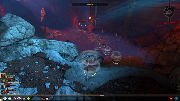 Dragon Age 2 : Hier tauchen zum ersten Mal die Ruchlosen auf. An der Engstelle bietet sich wieder ein Flächenzauber an.